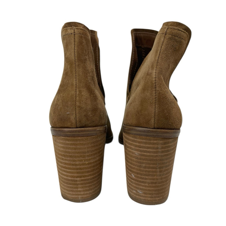 Steve Madden Havannah Tan Brown Suede Pointed Tie Block Heel Ankle Boots Sz 10M
