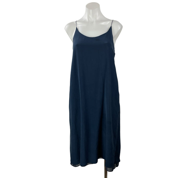 Madewell Navy Blue Sleeveless Scoop Neck Cami Camisole Midi Slip Dress Size 10