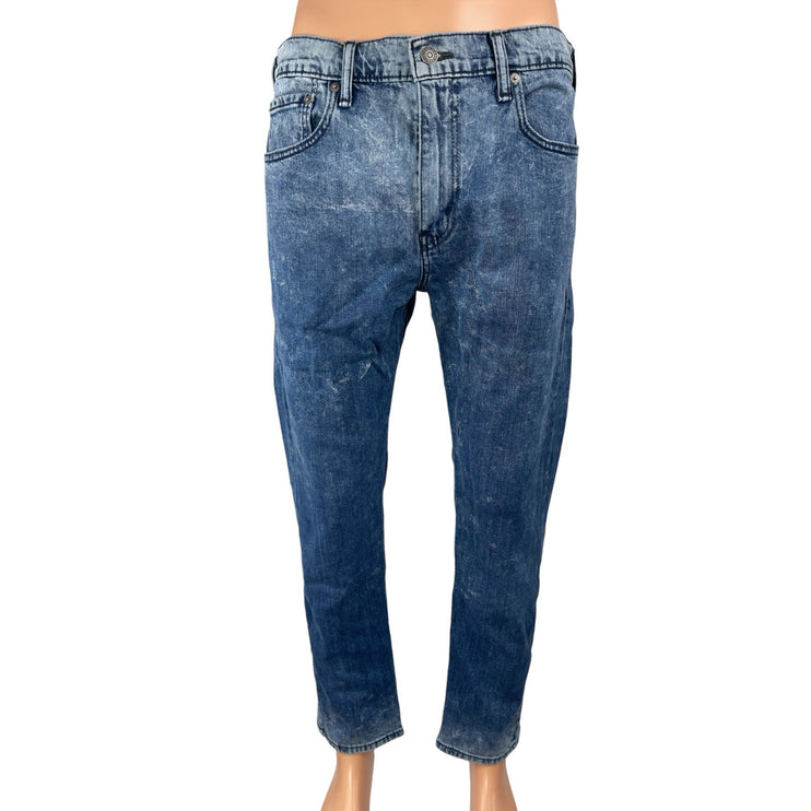 Levi's 502 Men's Blue Acid Wash High Waist Slim Straight Denim Jeans Pants Sz 33