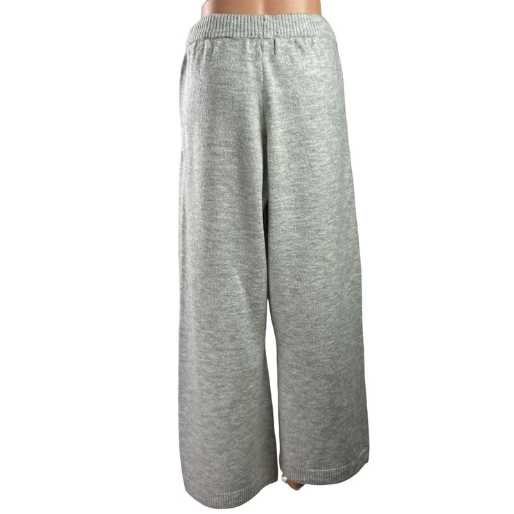 Oner Women's Gray Knit High Waisted Wide Leg Baggy Palazzo Sweat Pants Size M