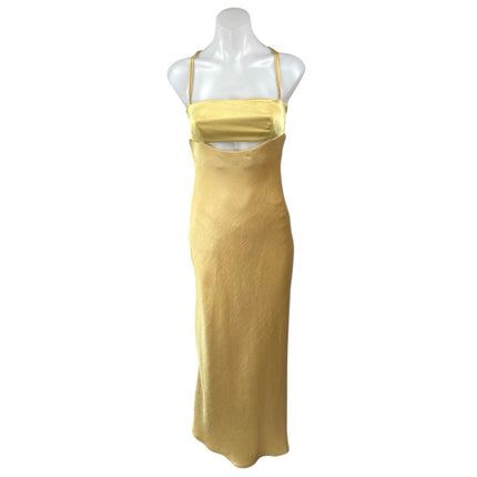 BEC & Bridge Carrie Yellow Satin Silk Sleeveless Cutout Cami Slip Midi Brie BEC & Bridge Carrie Yellow Satin Silk Sleeveless Cutout Cami Slip Midi Brie