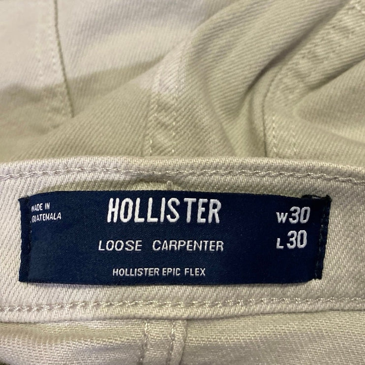 Hollister Epic Flex Cream High Rise Loose Carpenter Straight Trousers Pants 30