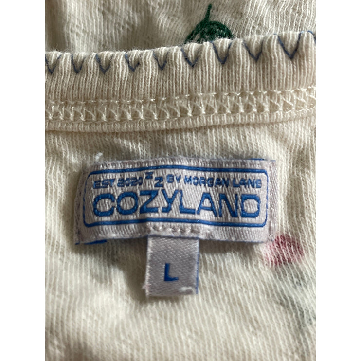 Cozyland Floral Scoop Neck Tank Top Mini Short Lounge Pajama Sleepwear Set Sz L