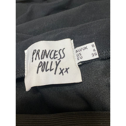 Princess Polly Women Black High Waisted Straight Pencil Midi Slip Skirt Size 4