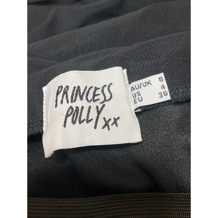 Princess Polly Women Black High Waisted Straight Pencil Midi Slip Skirt Size 4