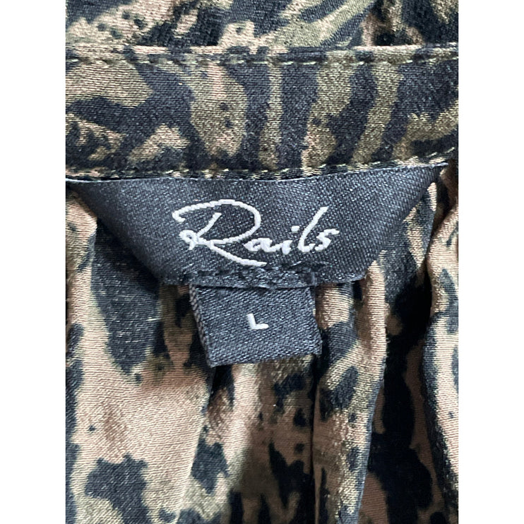 Rails Jasmine Women's Olive Green Static Long Sleeve Blouson Mini Dress Size L
