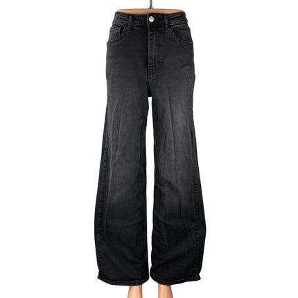 ONLY Women's Black High Waisted Baggy Barrel Flare Wide Leg Denim Jeans Pants 26
