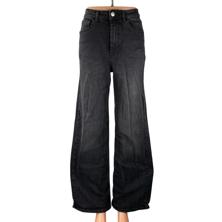 ONLY Women's Black High Waisted Baggy Barrel Flare Wide Leg Denim Jeans Pants 26