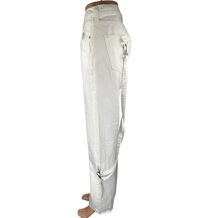 Levi's 501 Women's White Strap High Waisted Straight Leg Denim Jeans Size 33