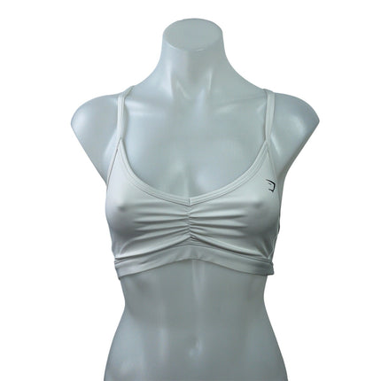 Gymshark Ruched Strappy Pink White Workout Active Sports Bra Crop Tank Top Sz S