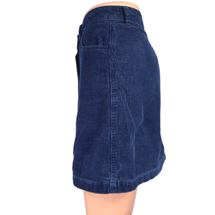 Miss Selfridge Blue Corduroy Velvet Button Down Straight Pencil Mini Skirt Sz 6
