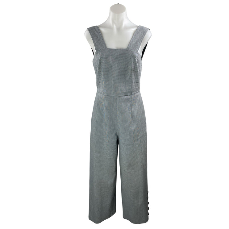 Club Monaco Veronikah Women's Gray Sleeveless Houndstooth Wide Romper Jumpsuit M