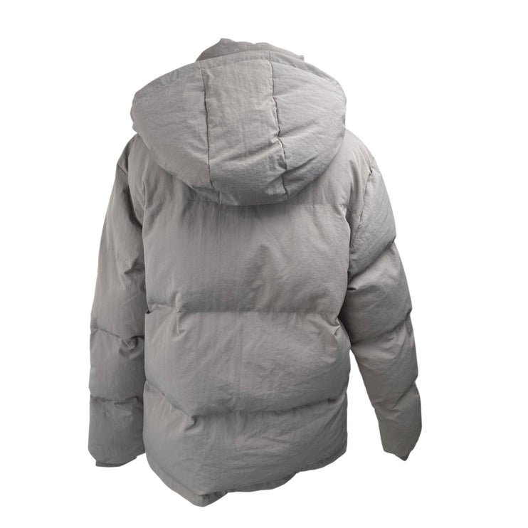 Manier De Voir Women's Gray Tan Full Zip Hoodie Hooded Puffer Coat Jacket Size L