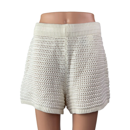 Old Navy Women's White Crochet Open Knit High Waisted Beach Mini Shorts Size M