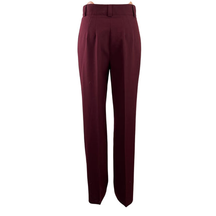 Zara Women's Red High Waisted Pleated Career Straight Leg Trousers Pants Size XS