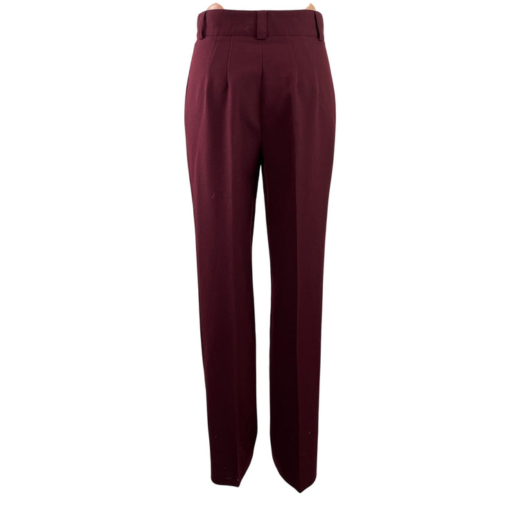 Zara Women's Red High Waisted Pleated Career Straight Leg Trousers Pants Size XS