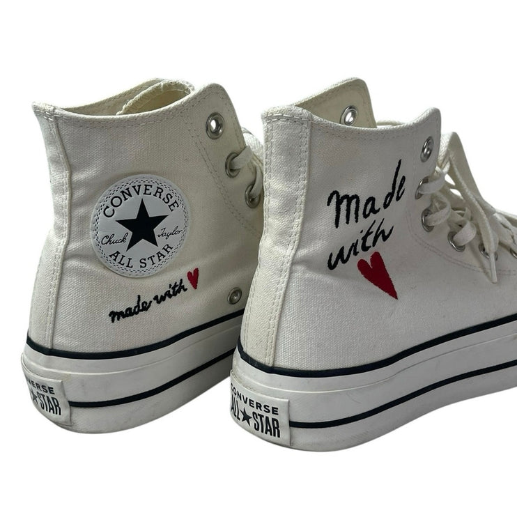 Converse Chuck Taylor All Star Made With Love White Lace Up Sneakers Shoes Sz 7