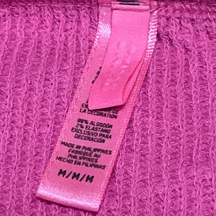 Skims Women's Pink Long Sleeve Ribbed Knit Loose Crew Neck Sweater Top Size M