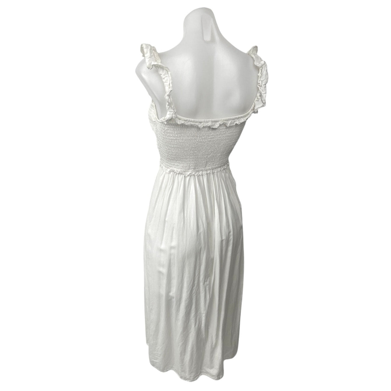 Aritzia Wilfred White Sleeveless Smocked Cami Camisole Midi A Line Tank Dress S