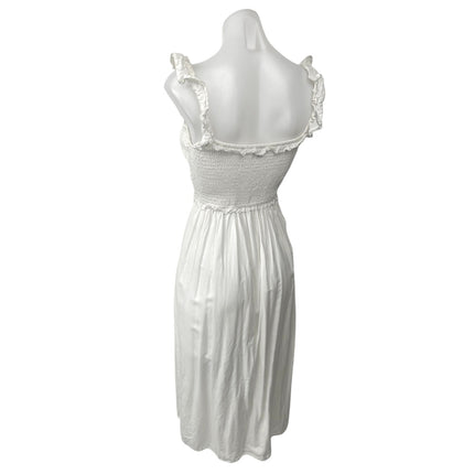Aritzia Wilfred White Sleeveless Smocked Cami Camisole Midi A Line Tank Dress S