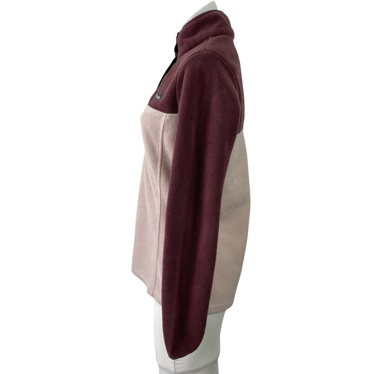 Columbia Benton Springs Burgandy Cream Half Snap Fleece Pullover Sweater Top XS