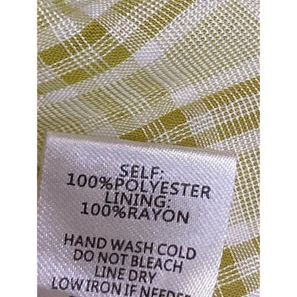 Blue Blush Women's Yellow Plaid Check Deep V Neck Puff Sleeve Crop Blouse Top M