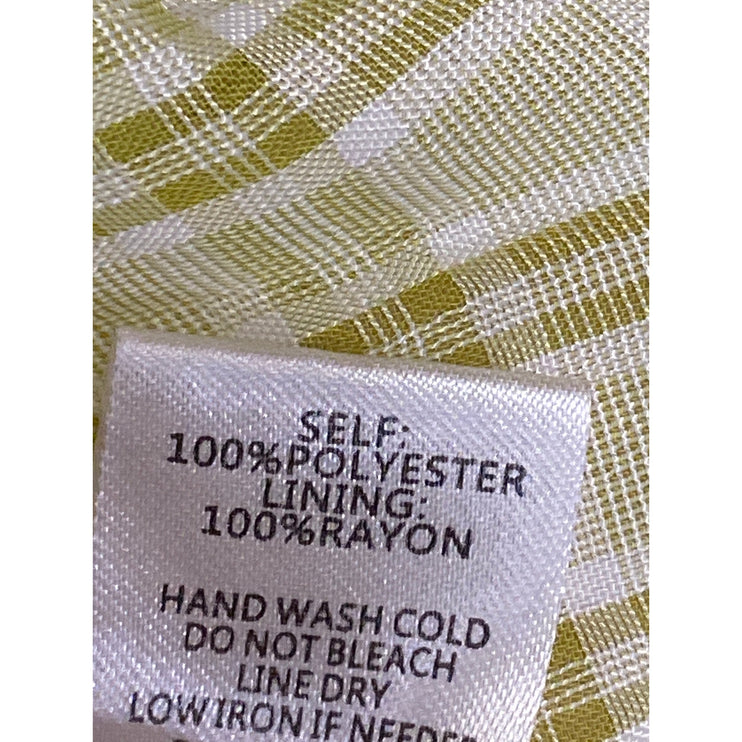 Blue Blush Women's Yellow Plaid Check Deep V Neck Puff Sleeve Crop Blouse Top M