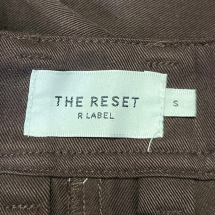 The Reset Brown Pleated Straight Wide Leg High Rise Crop Trousers Dress Pants S