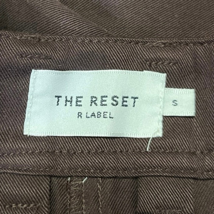 The Reset Brown Pleated Straight Wide Leg High Rise Crop Trousers Dress Pants S