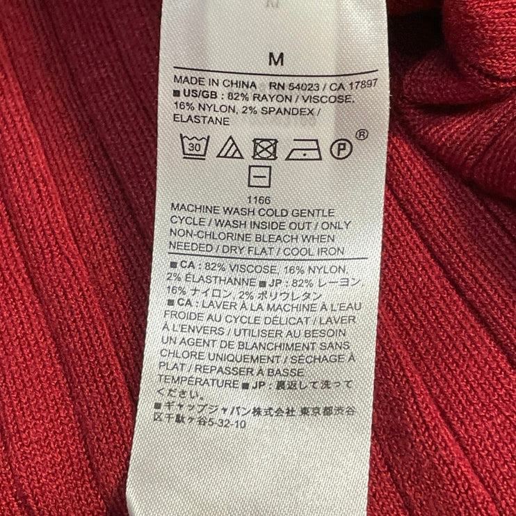 Banana Republic Red Sleeveless Pleated Midi Tank Flare A-Line Sweater Dress Sz M