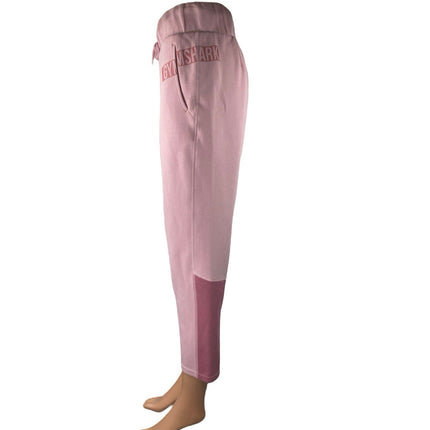 Gymshark Pink Colorblock Logo High Waisted Straight Cropped Sweatpants Size S