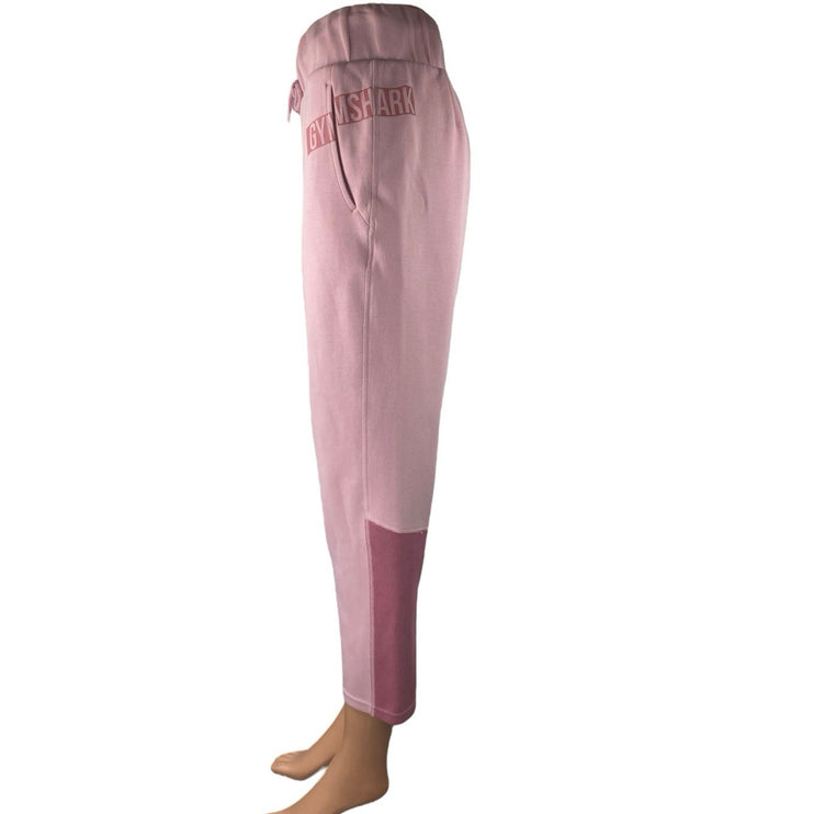 Gymshark Pink Colorblock Logo High Waisted Straight Cropped Sweatpants Size S