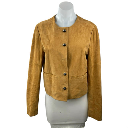 Reformation x Veda Women's Tan 100% Leather Suede Button Up Coat Jacket Size S