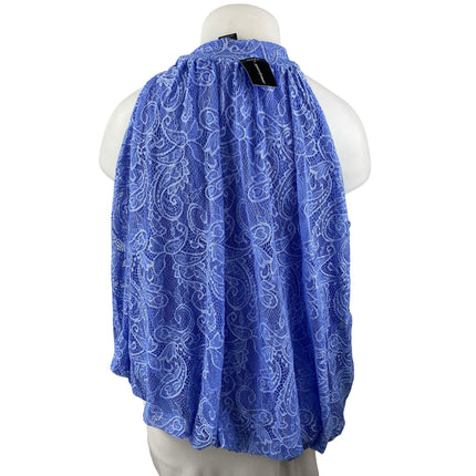 NEW Ashley Stewart Women's Blue Floral Lace Paisley Sleeveless Blouse Top 22/24