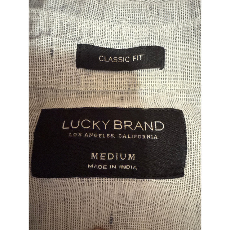 Lucky Brand Men's Gray Classic Fit Long Sleeve Button Down Shirt Top Size M