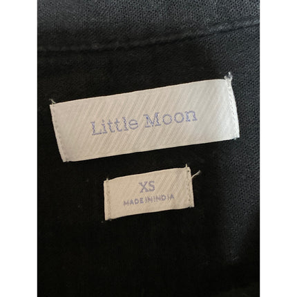 Little Moon Women's Black Gauze Long Sleeve Collar Button Down Shirt Top Size XS