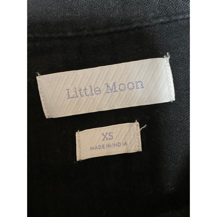 Little Moon Women's Black Gauze Long Sleeve Collar Button Down Shirt Top Size XS