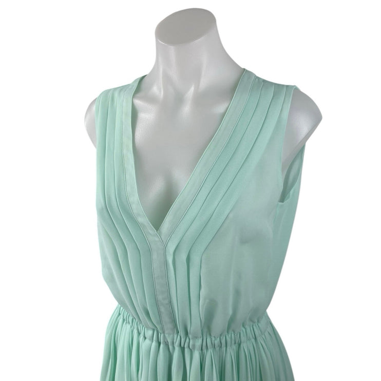 Victoria's Secret Mint Green Sleeveless V Neck Pleated Fit & Flare Mini Dress S
