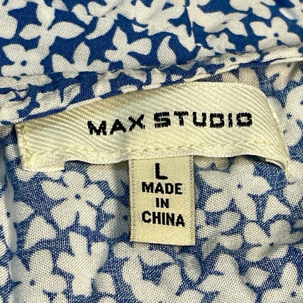 Max Studio Women's Blue Floral V Neck Sleeveless Maxi Tank Flare A-Line Dress L