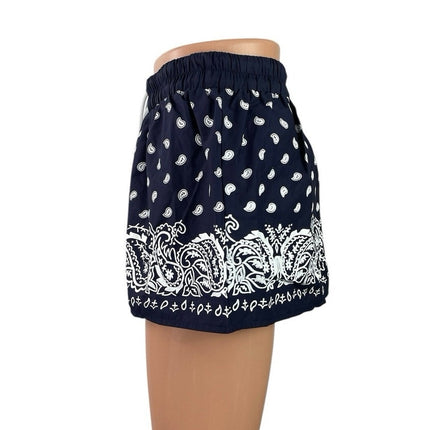 NEW Edikted Hidi Bandana Paisley High Rise Mini Wide Leg Flare A-Line Skirt XS