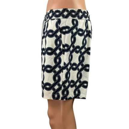Reiss Men's Black Chain Print Geometric Drawstring Beach Bermuda Swim Shorts L