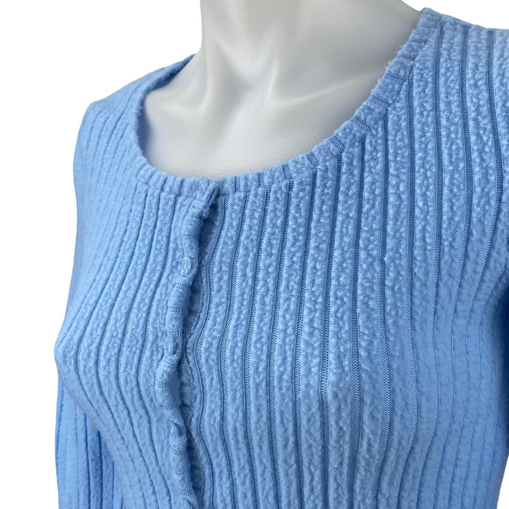 Urban Outfitters Out From Under Blue Rib Knit Button Up Crop Cardigan Sweater XS