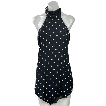 Zara Womens Black Polka Dots Sleeveless Halter Neck Open Back Blouse Tank Top XS