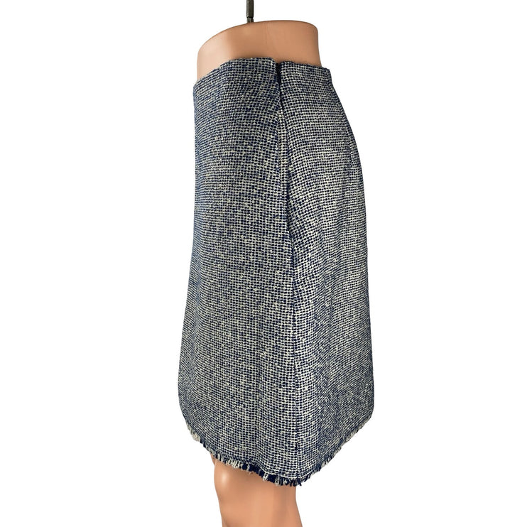 Banana Republic Blue Tweed High Waist Zip Pencil Straight Mini Skirt Size 4