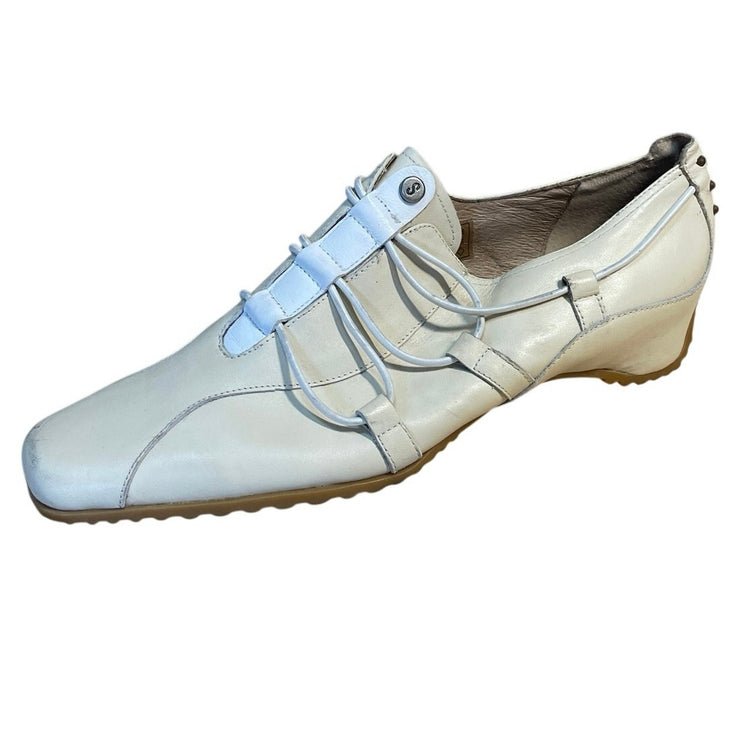 Sweet De Pindiere Women's White Ivory Leather Slip On Classic Shoes Size 10