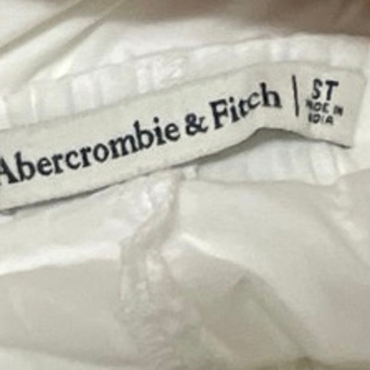 Abercrombie & Fitch Womens White Short Puff Sleeves O-Ring Smocked Midi Dress ST