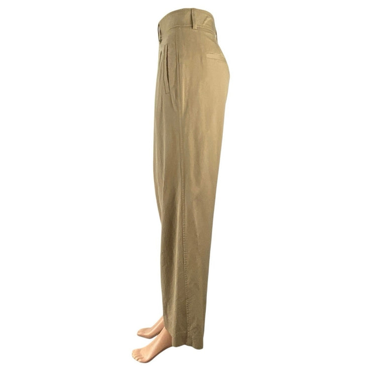 Everlane Khaki High Rise Pleated Baggy Palazzo Wide Leg Trousers Dress Pants 00S