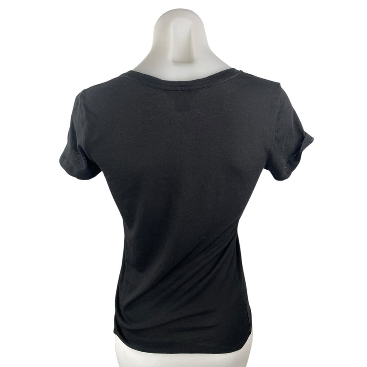 Club Monaco Women's Black Short Sleeve V Neck Basic T Shirt Tee Top Size XS