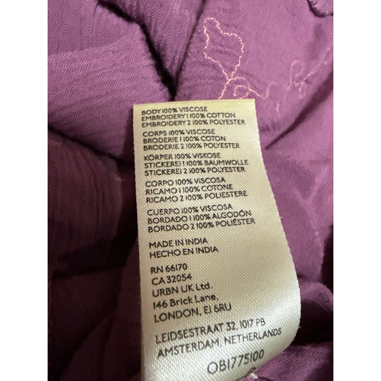 Free People Estella Purple Floral Embroidered Long Sleeve Ruffle Mini Dress XS