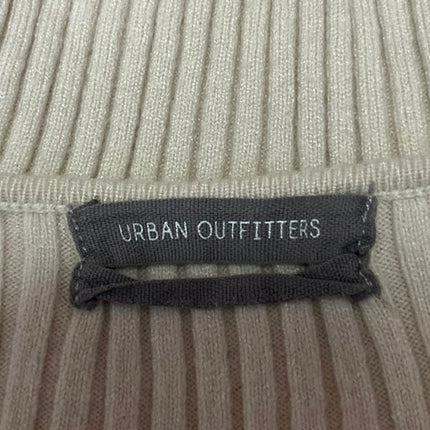 Urban Outfitters Beige Ribbed Knit Long Sleeve Slit Sweetheart Crop Top Size XS